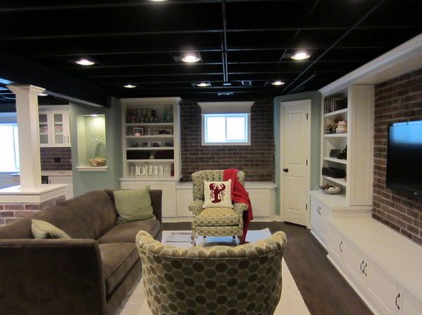 Living Room Basement Ceiling Ideas Black Marvelous On Living Room Intended Painted And 17 Basement Ceiling Ideas Black