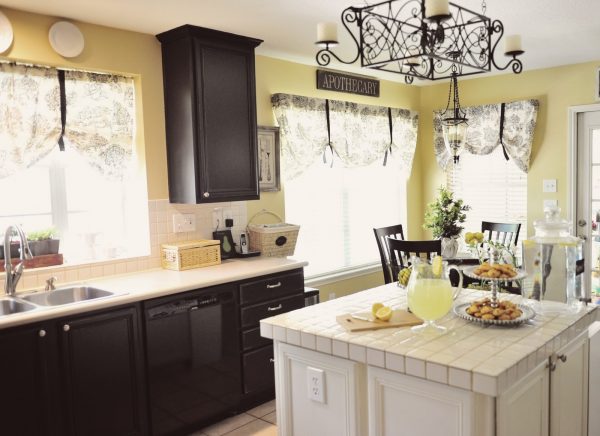  Black Kitchen Cabinets With White Tile Countertops Beautiful On And Incredible French Country Paint Colors Ceramic 6 Black Kitchen Cabinets With White Tile Countertops