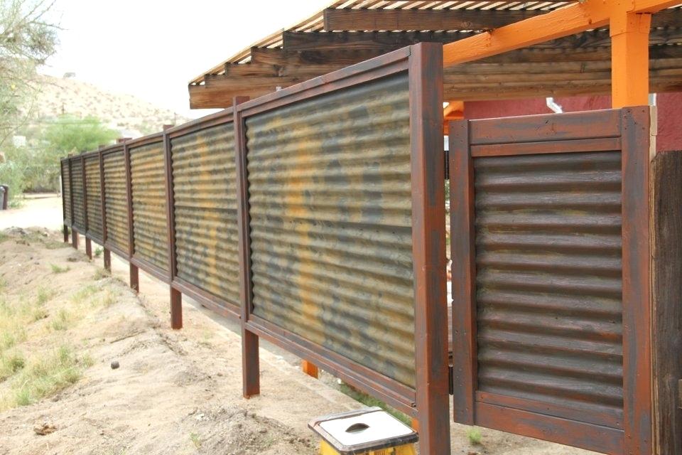 Home Corrugated Metal Fence Ideas Magnificent On Home Intended Wood And Custom Made Privacy 7 Corrugated Metal Fence Ideas