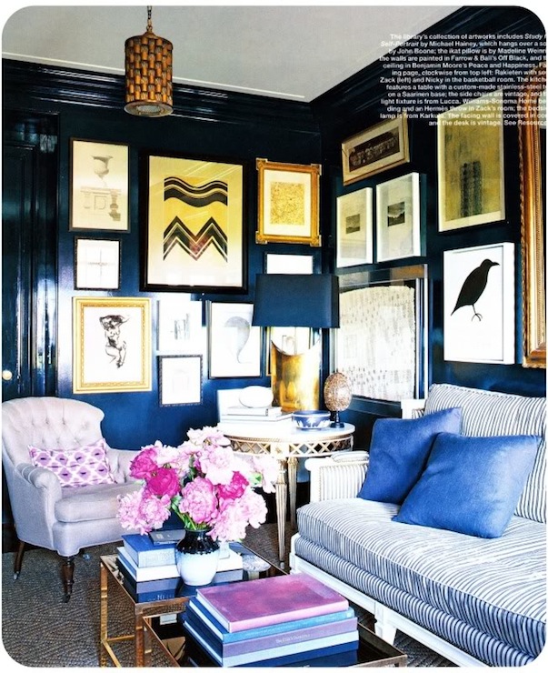 Office Home Office Dark Blue Gallery Wall Creative On Pertaining To I Am So Drawn The Coziness Of Walls Eclectic Decor 24 Home Office Dark Blue Gallery Wall