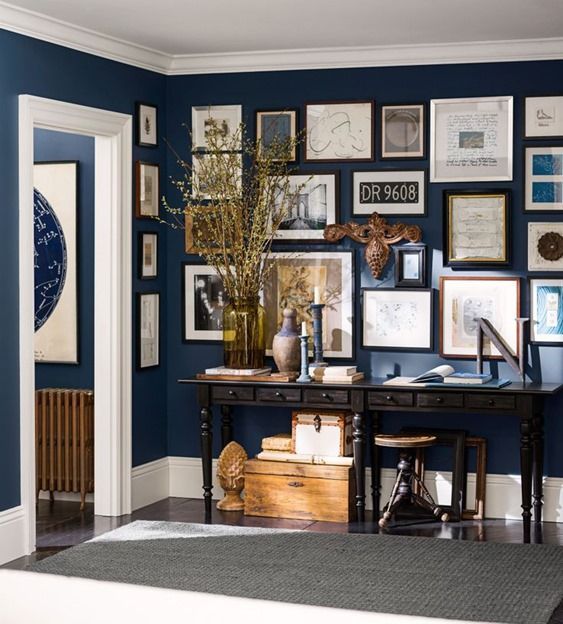 Office Home Office Dark Blue Gallery Wall Remarkable On For Pinterest Walls And 8 Home Office Dark Blue Gallery Wall