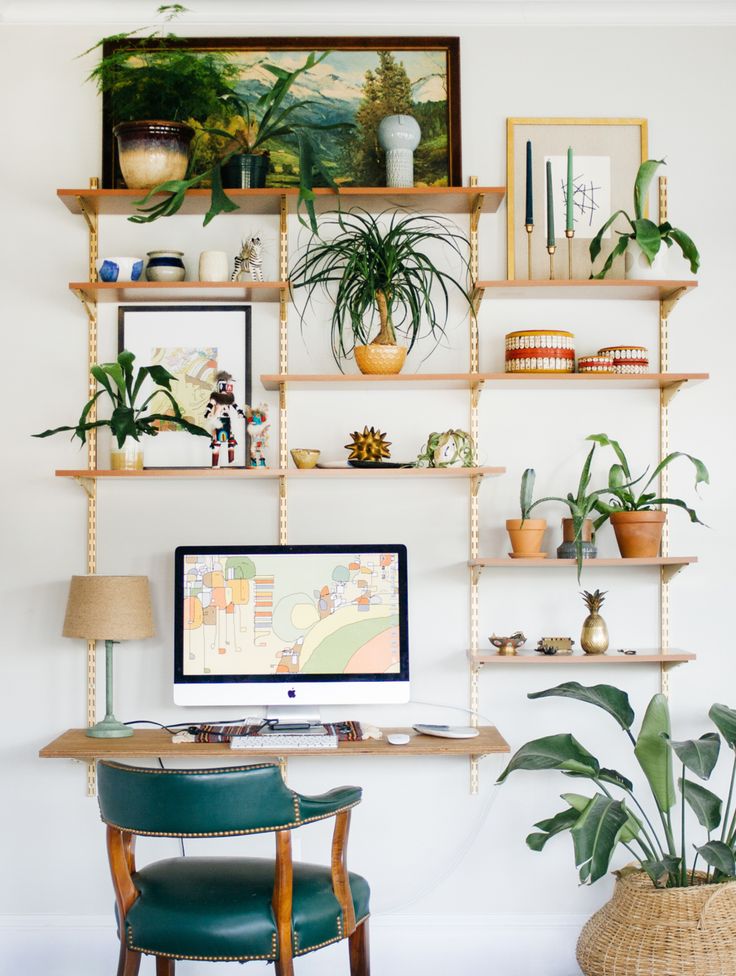 Home Home Office Decor Computer Incredible On For Small Ideas With Hanging Shelves Plants And 22 Home Office Decor Computer