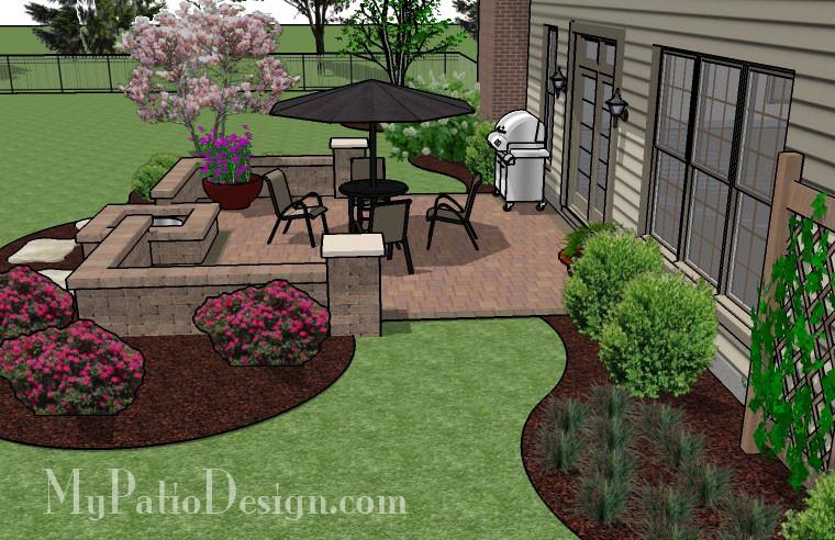 Home Patio Designs With Fire Pit Perfect On Home Within DIY Square Design Seat Wall And 320 Sq Ft 14 Patio Designs With Fire Pit