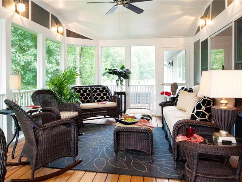 Furniture Sun Porch Furniture Ideas Perfect On With Regard To Casual Eclectic Sunroom Shelley Rodner HGTV 3 Sun Porch Furniture Ideas