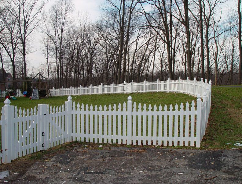 Home Vinyl Gothic Picket Fence Imposing On Home Pertaining To PRIZM VINYL FENCES Style Harrisburg Color White Top French 22 Vinyl Gothic Picket Fence