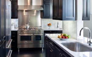 Black Kitchen Cabinets With White Marble Countertops