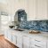 Blue Kitchen Tiles Fine On Inside White KItchen Cabinets With Mini Brick Backsplash 4