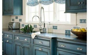 Blue Painted Kitchen Cabinets