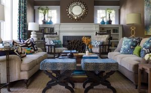 Brown And Blue Living Room