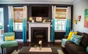 Brown And Turquoise Living Room