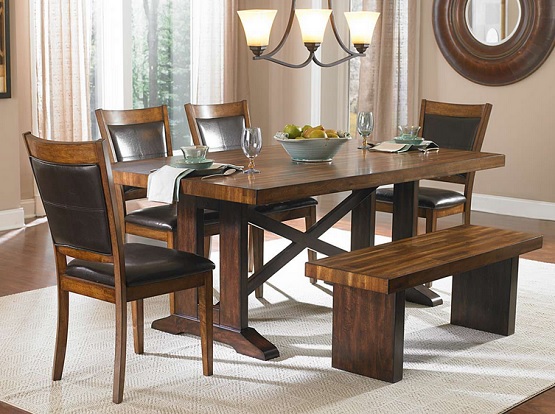 Interior Dining Table Set With Bench Beautiful On Interior 6 Piece In Warm Brown Room Home 17 Dining Table Set With Bench
