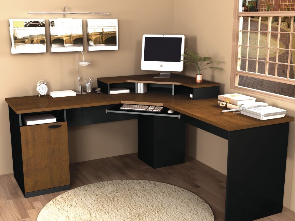  Home Office L Desk Marvelous On Within Amazon Com Bestar Hampton Wood Corner Computer In 12 Home Office L Desk