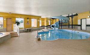 Indoor Pool And Hot Tub With A Slide
