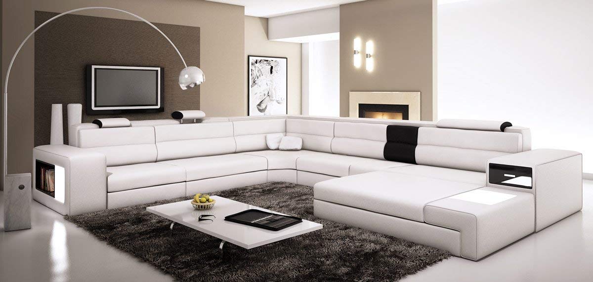 Living Room Modern Leather Sectional Couch Marvelous On Living Room In Amazon Com Polaris White Contemporary Sofa 0 Modern Leather Sectional Couch