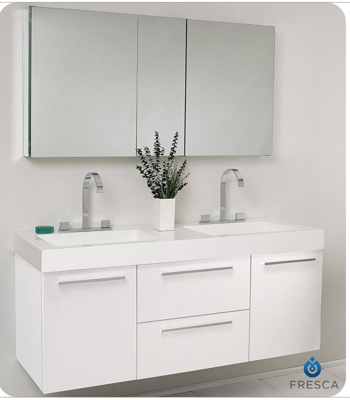 Bathroom Modern White Bathroom Cabinets On With Fresca Opulento 54 Double Sink Vanity 0 Modern White Bathroom Cabinets
