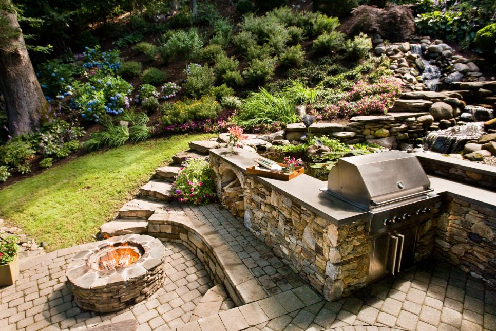 Home Patio With Fire Pit And Grill Amazing On Home In 13 Pits Fireplaces Outdoor Kitchens HGTV 0 Patio With Fire Pit And Grill