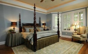 Traditional Master Bedroom Blue