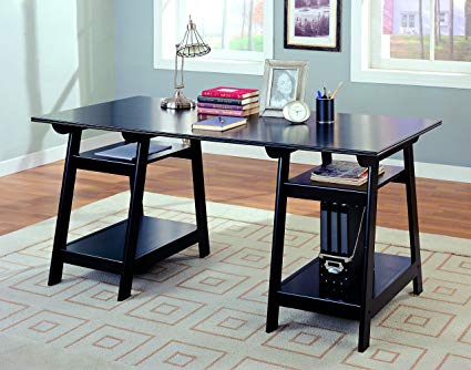 Furniture Trestle Office Desk Incredible On Furniture Amazon Com Coaster Style Table Black Wood 3 Trestle Office Desk