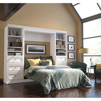 Bedroom Wall Bed Beautiful On Bedroom Bestar Audrea Full With Two 25 Storage Units And Drawers 4 Wall Bed