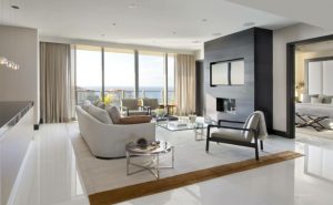 White Tile Flooring Living Room