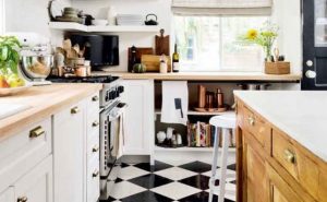 Black And White Tile Floor Kitchen