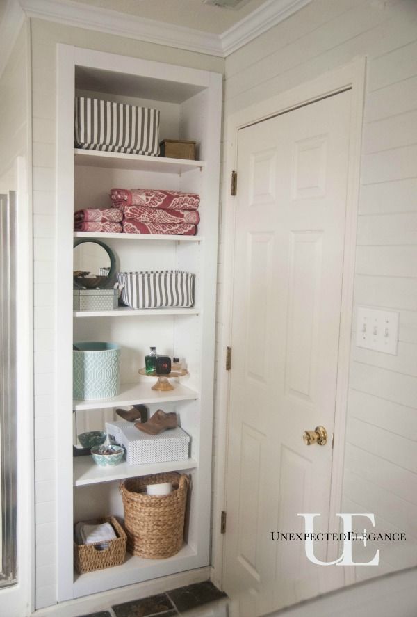 Bathroom Built In Bathroom Wall Storage Lovely On With DIY Shelving For My Pinterest 0 Built In Bathroom Wall Storage