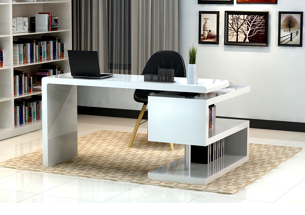 Office Contemporary Office Desk Wonderful On Within White Glossy Finished With S Shaped Bookcase Seattle 13 Contemporary Office Desk