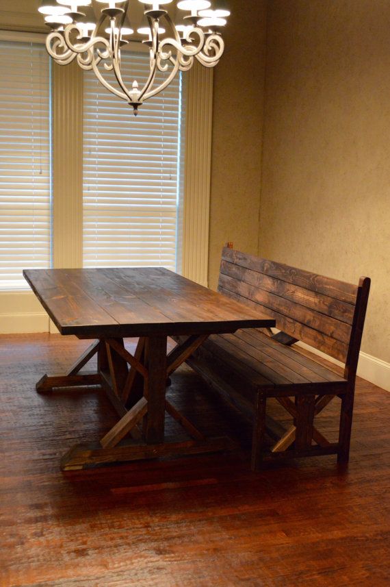 Kitchen Kitchen Table With Bench Back Fresh On Regard To Matching Rustic By RnBWoodWorks Etsy Our 0 Kitchen Table With Bench With Back