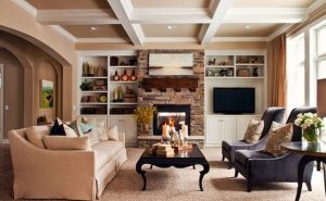Modern Living Room With Brick Fireplace
