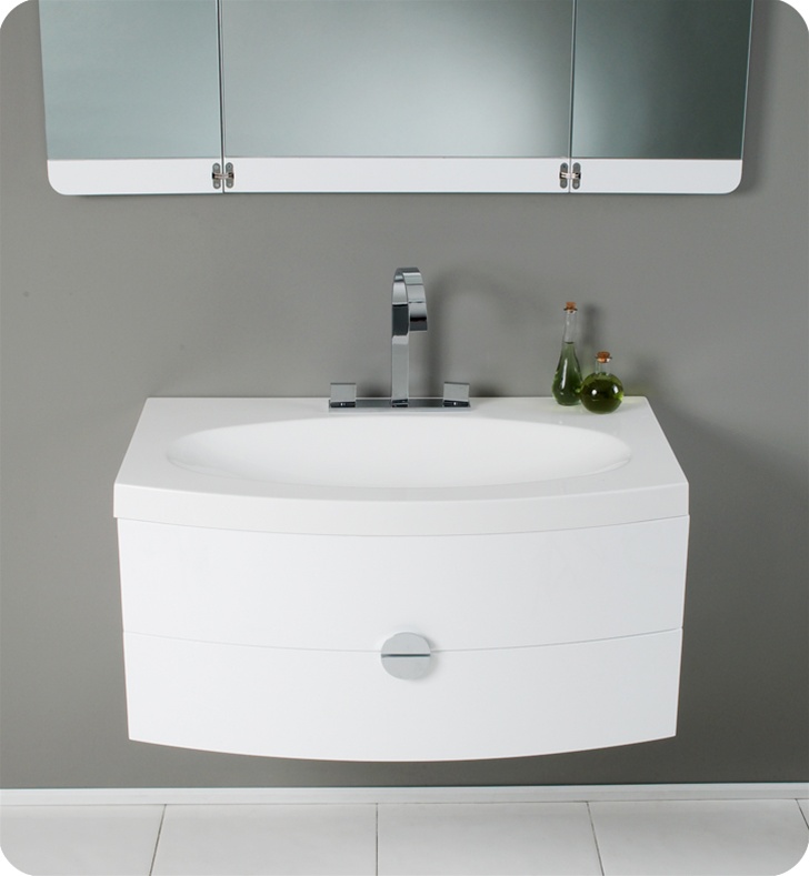 Bathroom Modern White Bathroom Vanities Wonderful On Within 36 Energia FVN5092PW Vanity W Three Panel 8 Modern White Bathroom Vanities