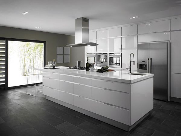 Kitchen Modern White Kitchen Dark Floor Nice On Within 30 Design Ideas And Inspiration Gray 0 Modern White Kitchen Dark Floor