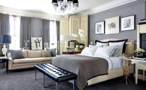 Traditional Master Bedroom Grey