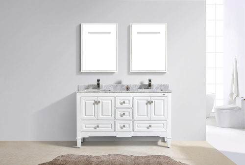 Bathroom White Bathroom Vanities With Marble Tops Marvelous On Regard To TONA Judy 6160 Double Sink Vanity Carrara 26 White Bathroom Vanities With Marble Tops