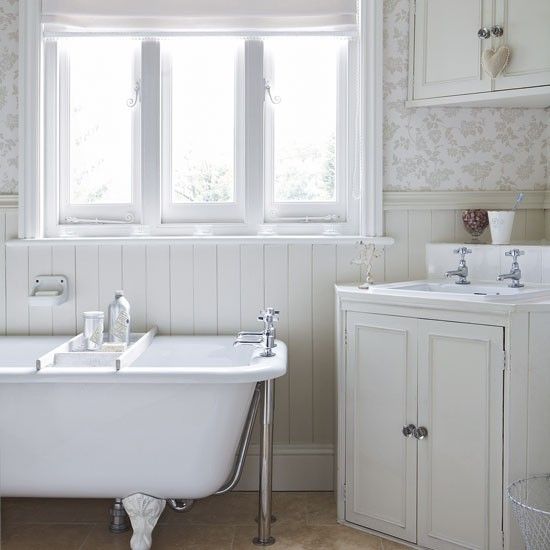 Bathroom White Country Bathroom Ideas Plain On With Regard To Wood Cladding Floral Wallpapers And 0 White Country Bathroom Ideas