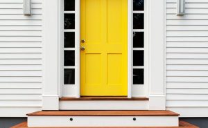White Front Door Yellow House