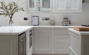 White Tile Flooring Kitchen