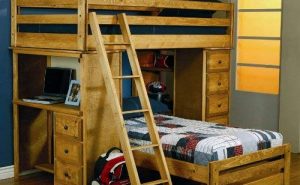 Wood Bunk Bed With Desk