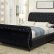Black Upholstered Sleigh Bed Unique On Bedroom Intended Faris Fabric Crystal Tufted 1