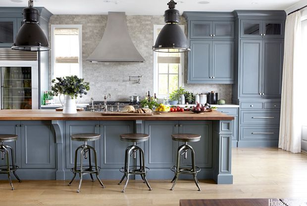 Kitchen Blue Grey Kitchen Cabinets Charming On Within Butcher Block Get The Look With 0 Blue Grey Kitchen Cabinets
