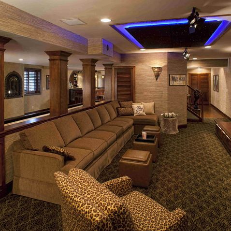 Interior Contemporary Media Room Decorating Arrangement Idea Fresh On Interior Intended For Similar Layout Add Leather Club Chairs At Either Side Of Sofa 4 Contemporary Media Room Decorating Arrangement Idea