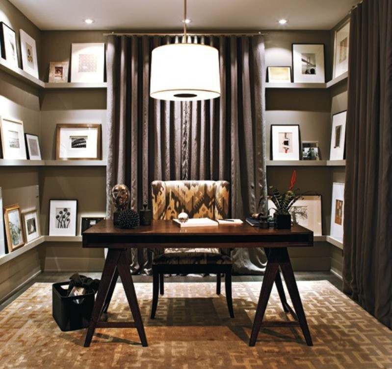 Office Elegant Home Office Design Small Imposing On Throughout Idea With Floating Shelves And Pendant 0 Elegant Home Office Design Small