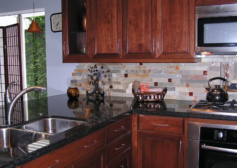 Kitchen Kitchen Backsplash Cherry Cabinets Black Counter Plain On Intended Which Back Splash With This Or One Of Your Own Ideas Granite 10 Kitchen Backsplash Cherry Cabinets Black Counter