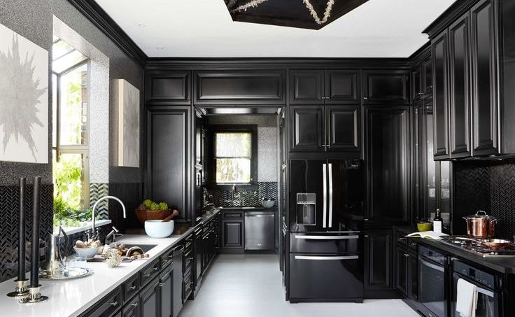 Kitchen Kitchens With Black Cabinets And Appliances Modest On Kitchen Regard To One Color Fits Most 0 Kitchens With Black Cabinets And Black Appliances