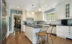 Kitchens With White Cabinets And Blue Walls