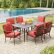 Lawn Furniture Home Depot Modest On With Oak Cliff 7 Piece Metal Outdoor Dining Set Chili Cushions 1