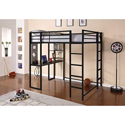  Metal Bunk Bed With Desk Astonishing On Bedroom Throughout Amazon Com Abode Full Loft Over Workstation Black 10 Metal Bunk Bed With Desk