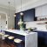 Modern Kitchen Cabinets Blue Incredible On Navy And Marble With Waterfall Counter 3