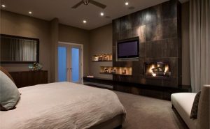 Modern Master Bedroom With Fireplace