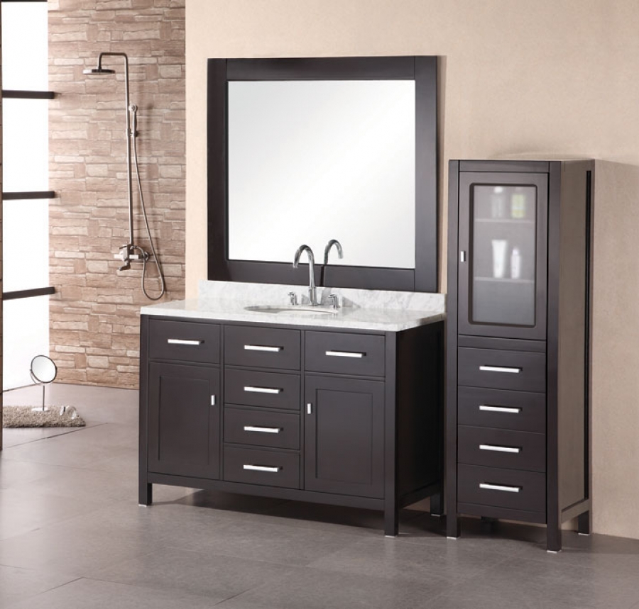  Modern Single Sink Bathroom Vanities Remarkable On Intended For 48 Inch Vanity With White Carrera Marble 4 Modern Single Sink Bathroom Vanities