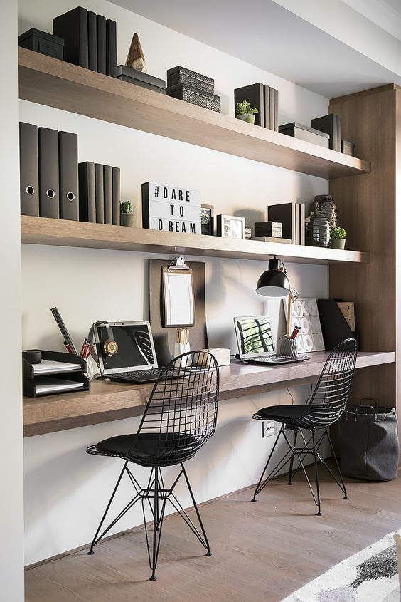Office Office Floating Shelves Brilliant On Intended In A Niche And Desk Top With The Same 0 Office Floating Shelves